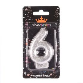 Vela-Prateada-Glitter-Numero-6-UN-585459