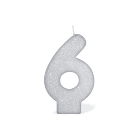 Vela-Branca-Glitter-Numero-6-UN-482021