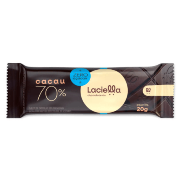 CHOC BARRA ZERO ACUCAR/LACTOSE 70% 20G LACIELLA - Loja Doce