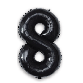 BALAO-METALIZADO-16-POLEGADAS-PRETO-NUMERO-8-UN-773591