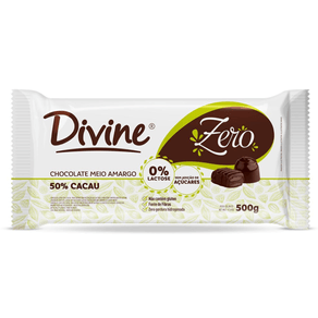 BARRA CHOC ZERO 50% MEIO AMARGO 500G DIVINE - Loja Doce